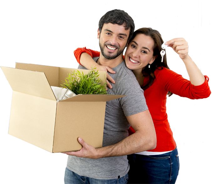 young couple happy about moving